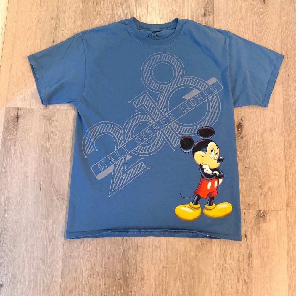 Disney Parks Mens Walt Disney World 2018 Mickey Mouse Graphic T-Shirt Blue Large